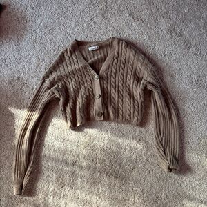 Hollister brown button crop knit sweater size medium